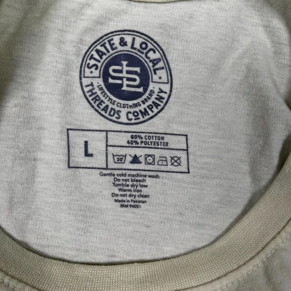 State & Local‎ T Shirt Mens Large Beige Texas Surf Van Graphic Print Crew Neck